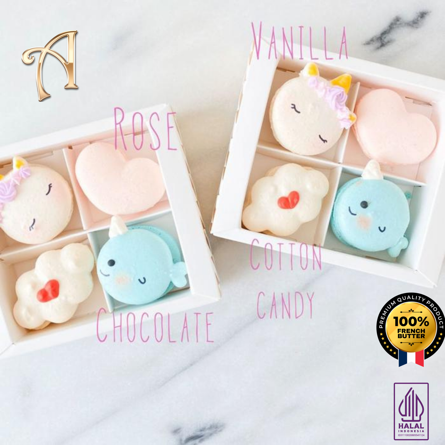 4PCS Unicorn Macaron In Gift Box | Special Price Rp118.000