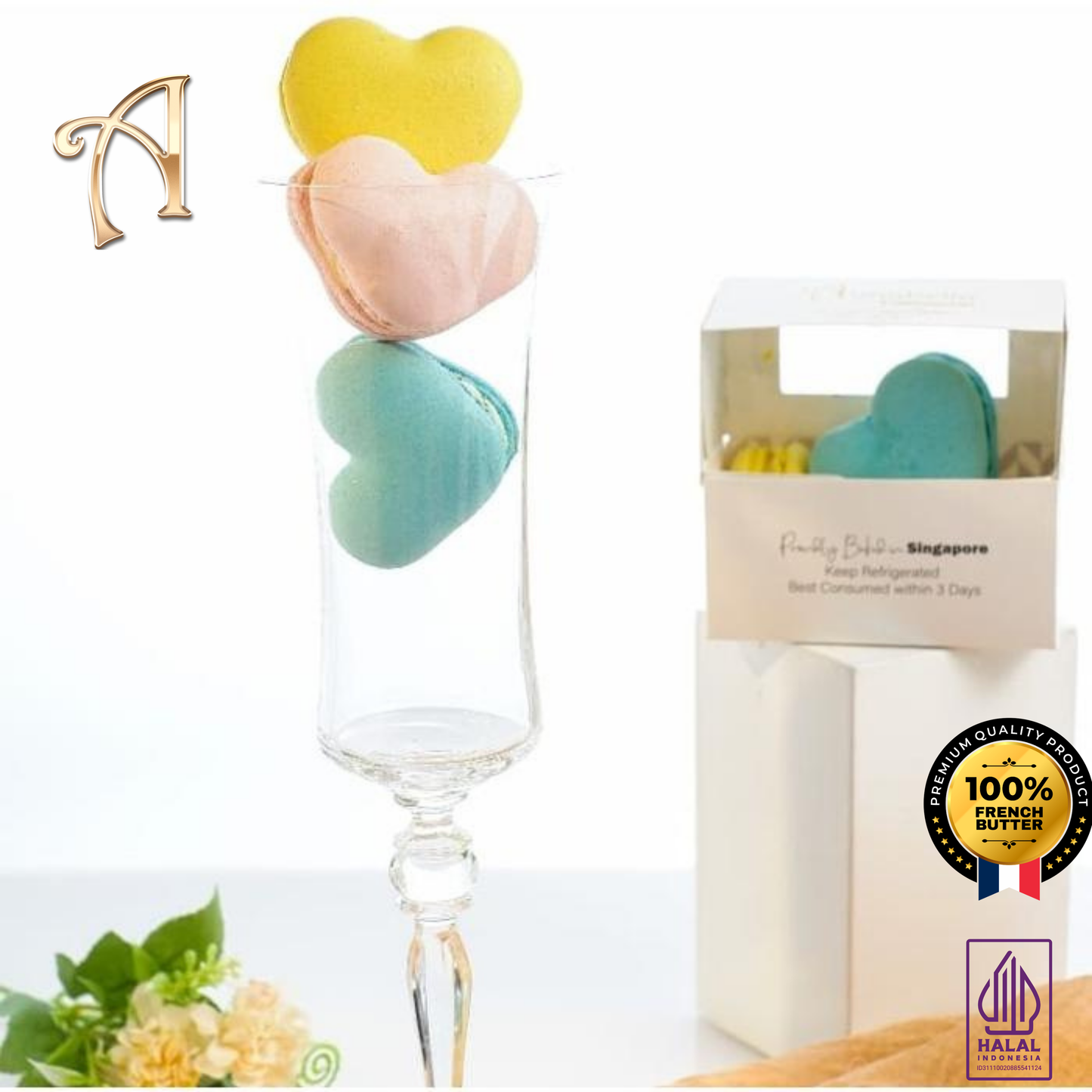 3PCS Heart Macarons in Gift Box | Special Price Rp48.000